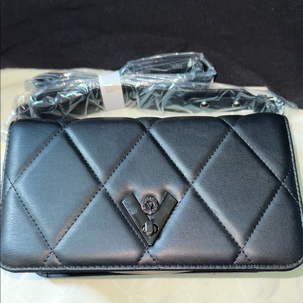 Valentino Orlandi Black Quilted Crossbody Bag